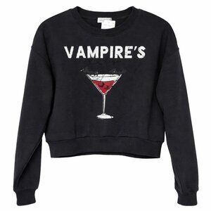 NWT WILDFOX Black Cropped Vampire Sweatshirt - M